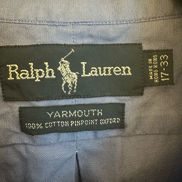 Polo Ralph Lauren Men’s Dress Shirt Yarmouth Blue Sz 17-33 Oxford - Picture 3 of 6